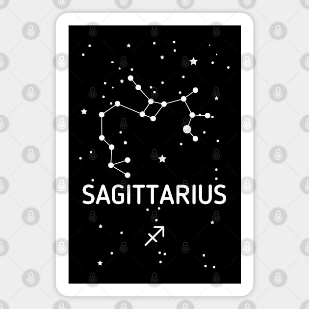 Sagittarius Zodiac Sign Constellation (White Print) Magnet by The Cosmic Pharmacist